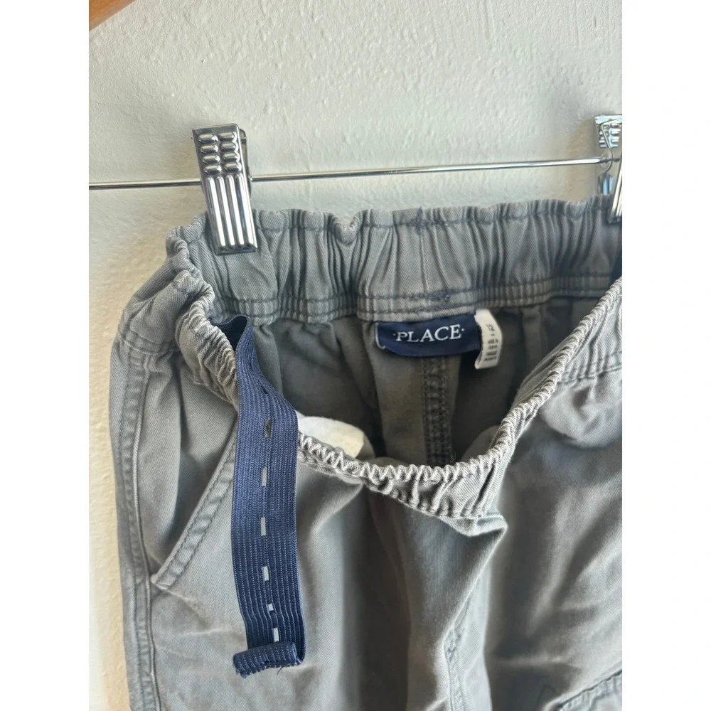 The Childrens Place Boys Gray Cotton Twill Cargo Pants Adjustable‎ Waist Size 12